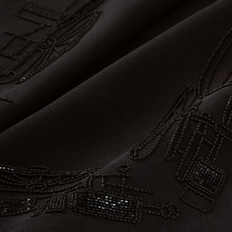 Complication Equestre embroidered triangle scarf - Black | Hermès USA